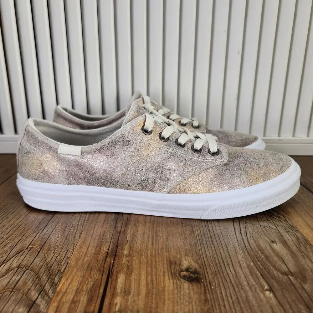 Vans Camden Stripe Metallic Galaxy Womens Sz 9.5 Gold Skater Sneakers Shoes Low